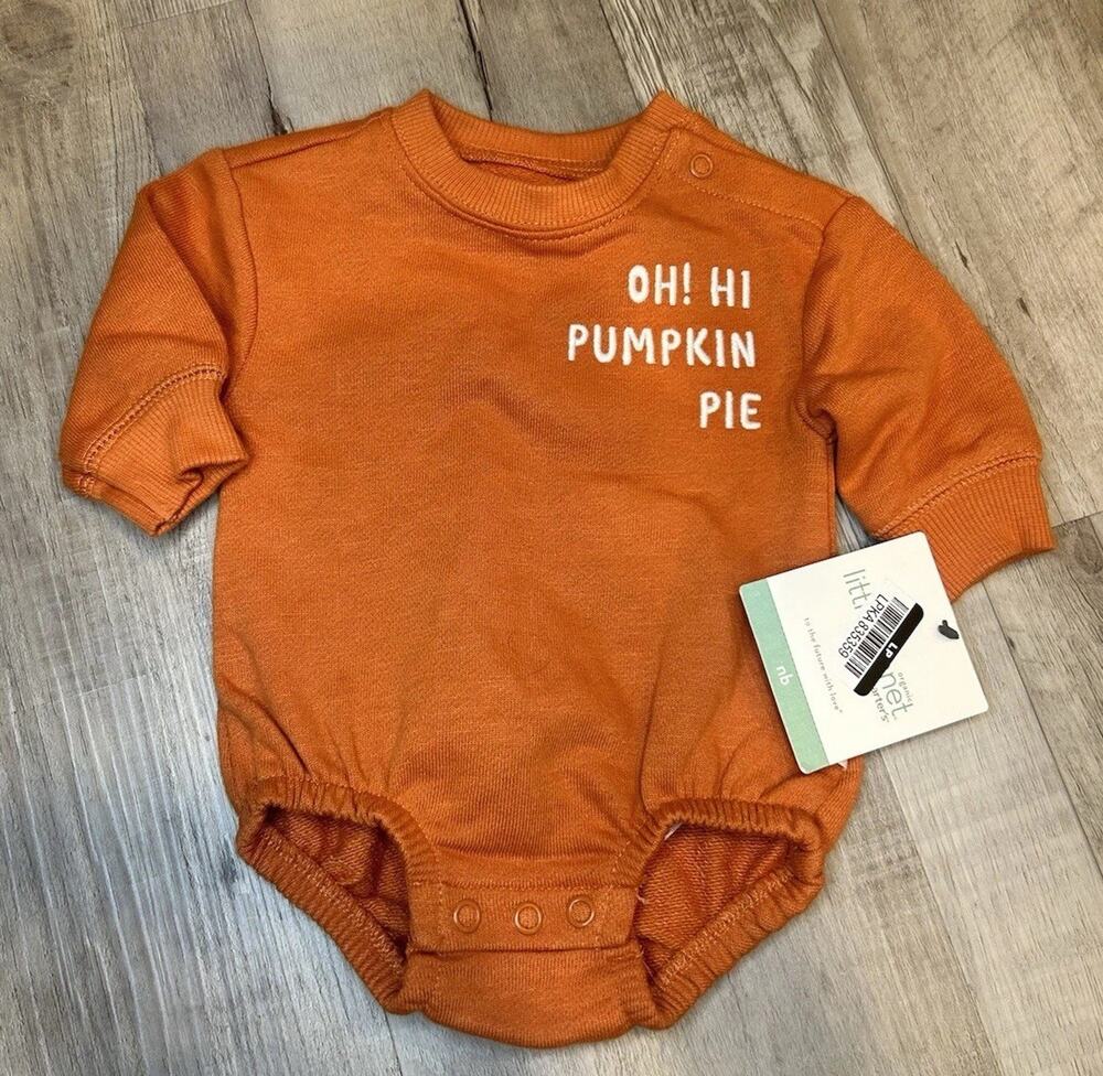 Carter’s Little Planet Orange Oh! Hi Pumpkin Pie Long Sleeve Bodysuit Outfit NB